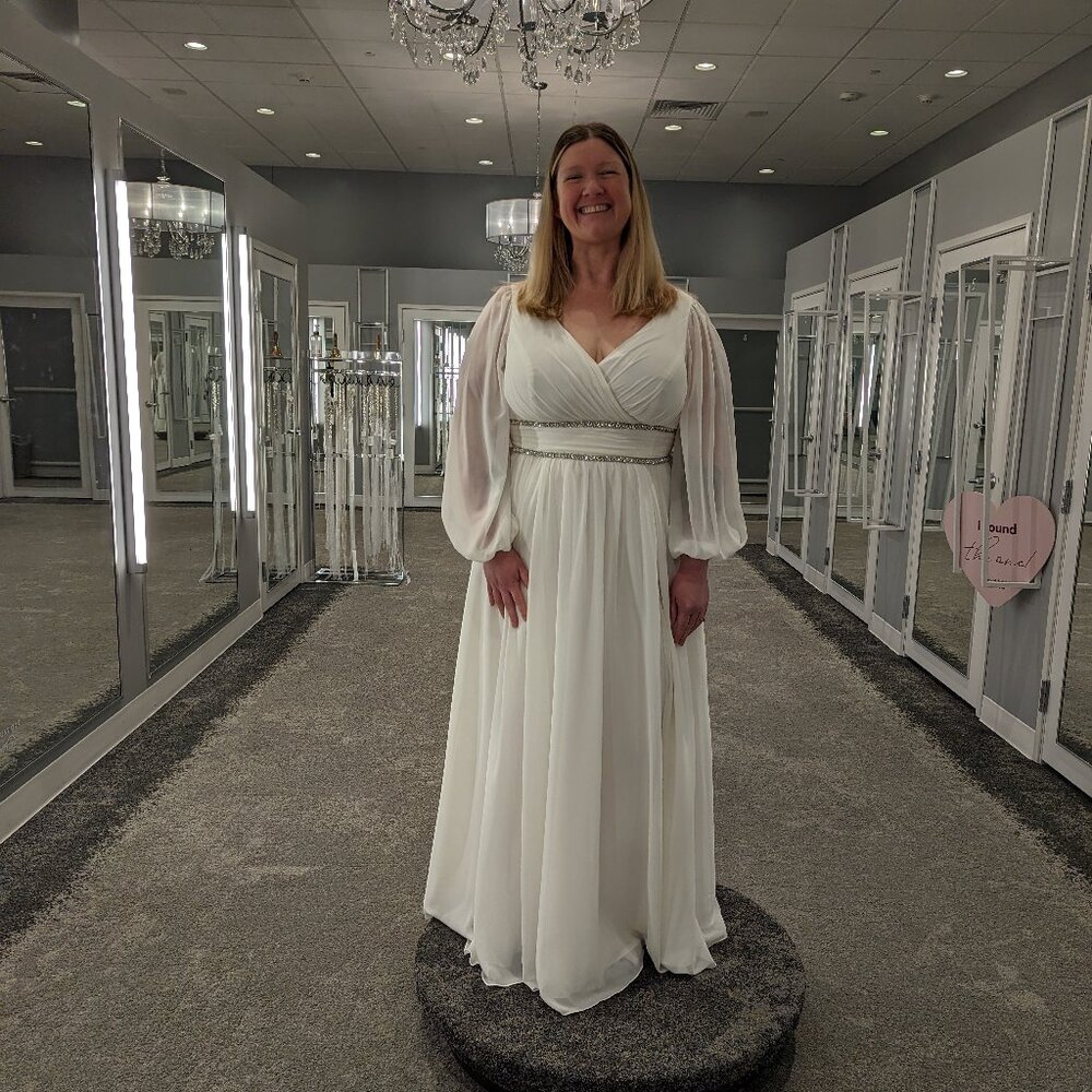 White Wedding Dress with crystal waist detail